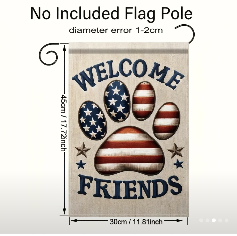Any 2/$12 - Patriotic Paw Welcome Friends Garden Flag - Picture 3 of 5